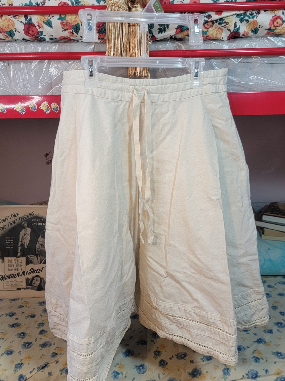 Banana Republic Cream Midi Skirt with Drawstring Waist